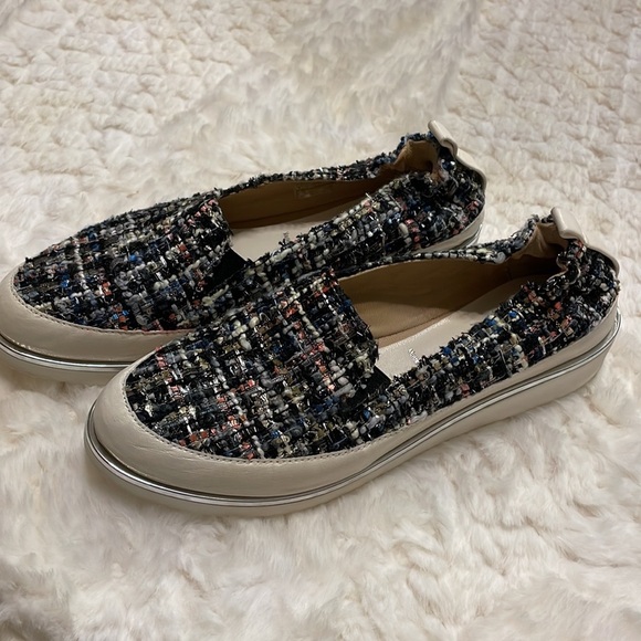 RON WHITE Sha-Nell TWEED boucle SLIP ON SNEAKER CUSHIONED COMFORT 37 1/2 - Picture 4 of 16